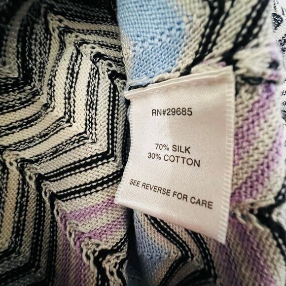 Pendleton Silk Cotton Chevron Knit Cardigan Gray Purple Blue V Neck Small - Picture 10 of 12